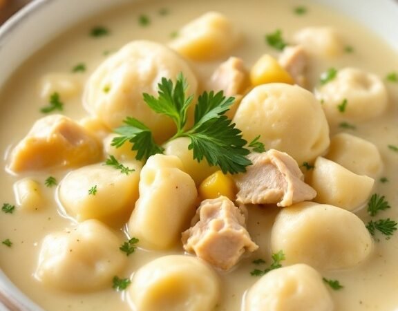 Hearty Creamy Chicken Dumpling Soup Recipe